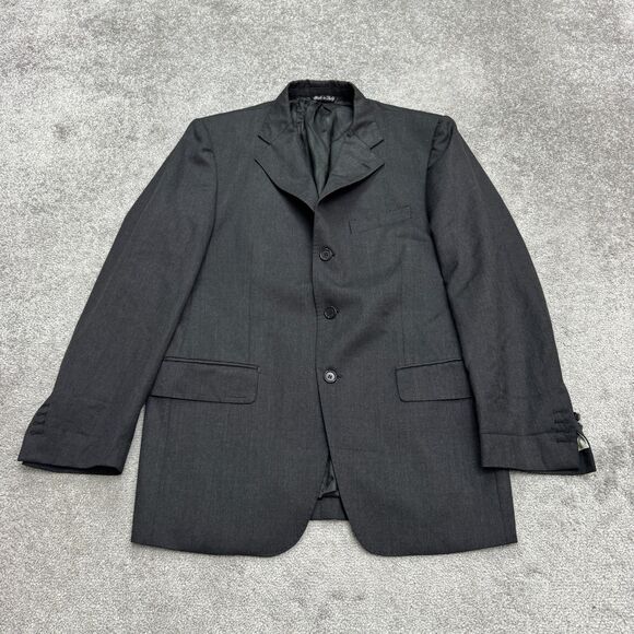 Ermenegildo Zegna Trofeo Suit Blazer Jacket Men 42R Dark Gray Double Vented Work - Picture 1 of 13
